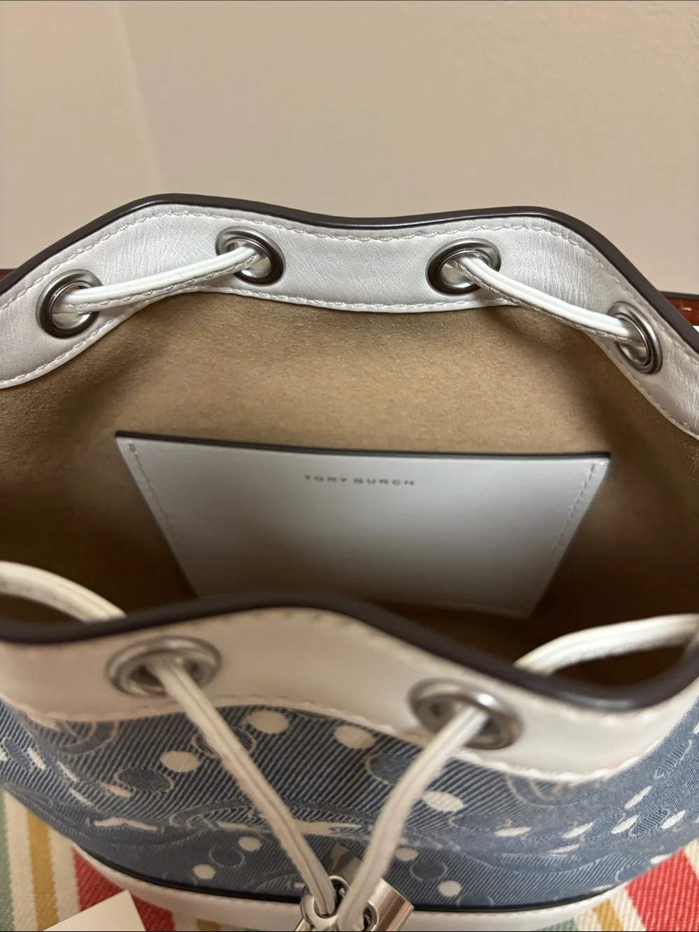 Tory Burch T Monogram Denim Bucket Bag